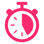 Pink icon of a stop watch